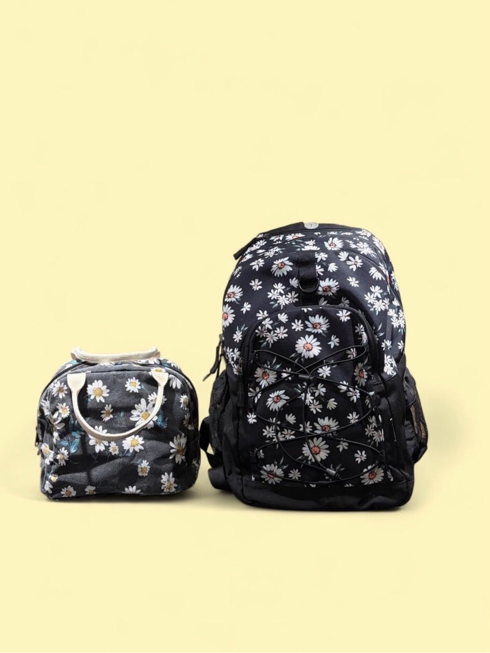 Pottery Barn Look-a-Like Black Daisy Backpack and Lunch Bag Set Dupe
